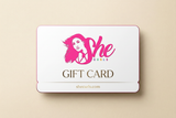 White She Curls gift card design